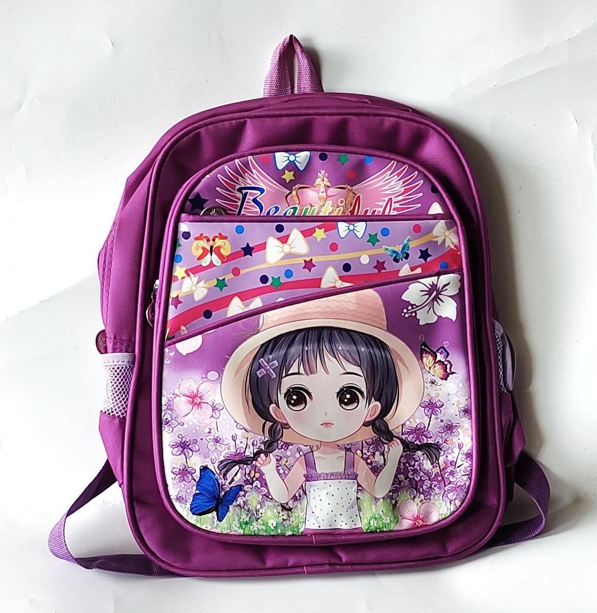 Cartoon Character Children Girl's Purple School Bag