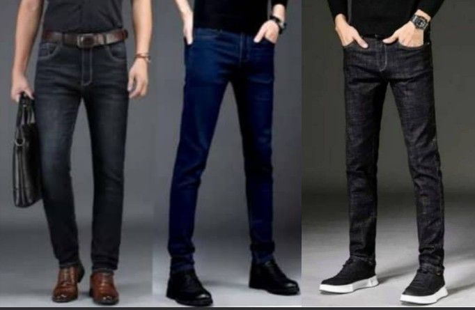 3 In 1 Smart STOCK Jeans For Men- Black/Blue/Wash Black