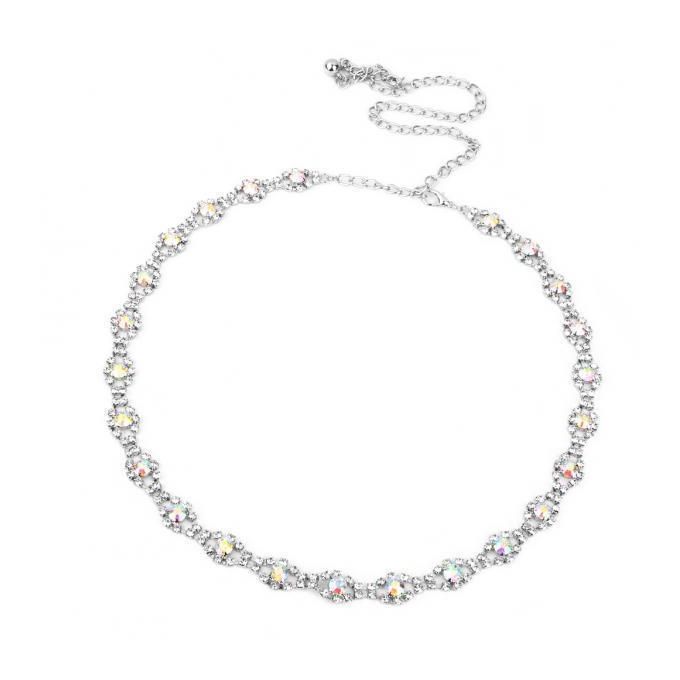 2x AB Color Crystal Alloy Flower Beads Ladies Waist Chain/Charm Belt