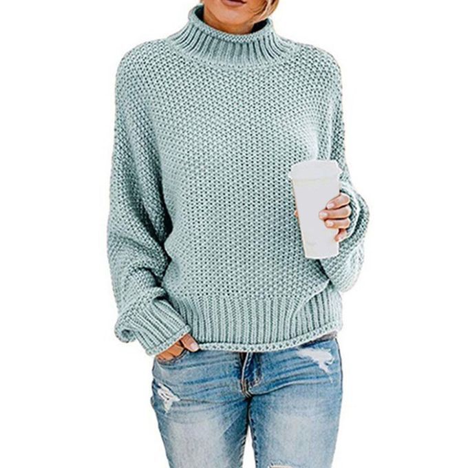 Women's Sweater Pullover Oversized Chunky Knit Solid XXL Light Blue