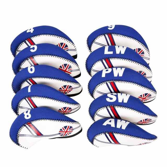 10pcs/set Golf Club Iron Head Cover Neoprene National Flag