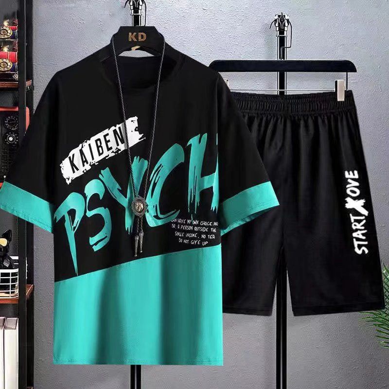 Men's 2 In 1 Short Sleeve Trousers T-Shirt Set Loose