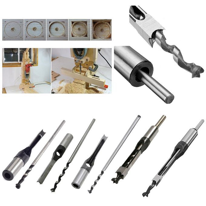 5x Mortise  Square Hole Drill Bit DIY Wood Working Tool Slotted 816mm