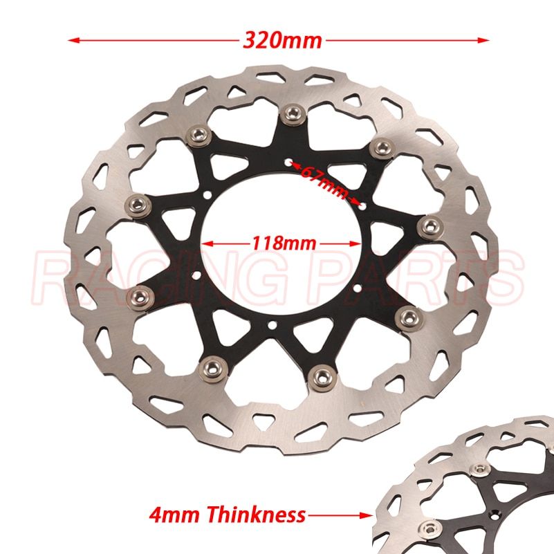 Motorcycle 320MM Floating Brake Disc Rotor Bracket Adaptor For YAMAHA YZ WR 125 250 WR250F WR400F YZ400F YZ426F WR450F 1998-2015 Black