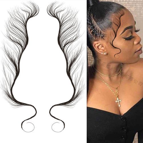 Black Baby Hair Natural Fringe Tattoo Sticker Curl