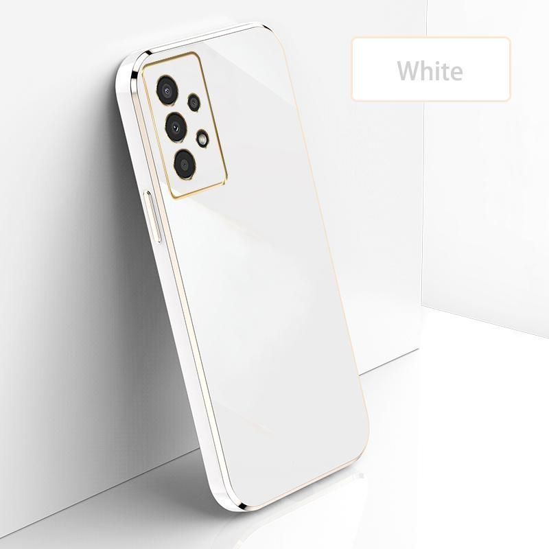 Ultra Thin Plating Phone Case for Samsung Galaxy A32 Lens Protection soft Phone Back Cover-White