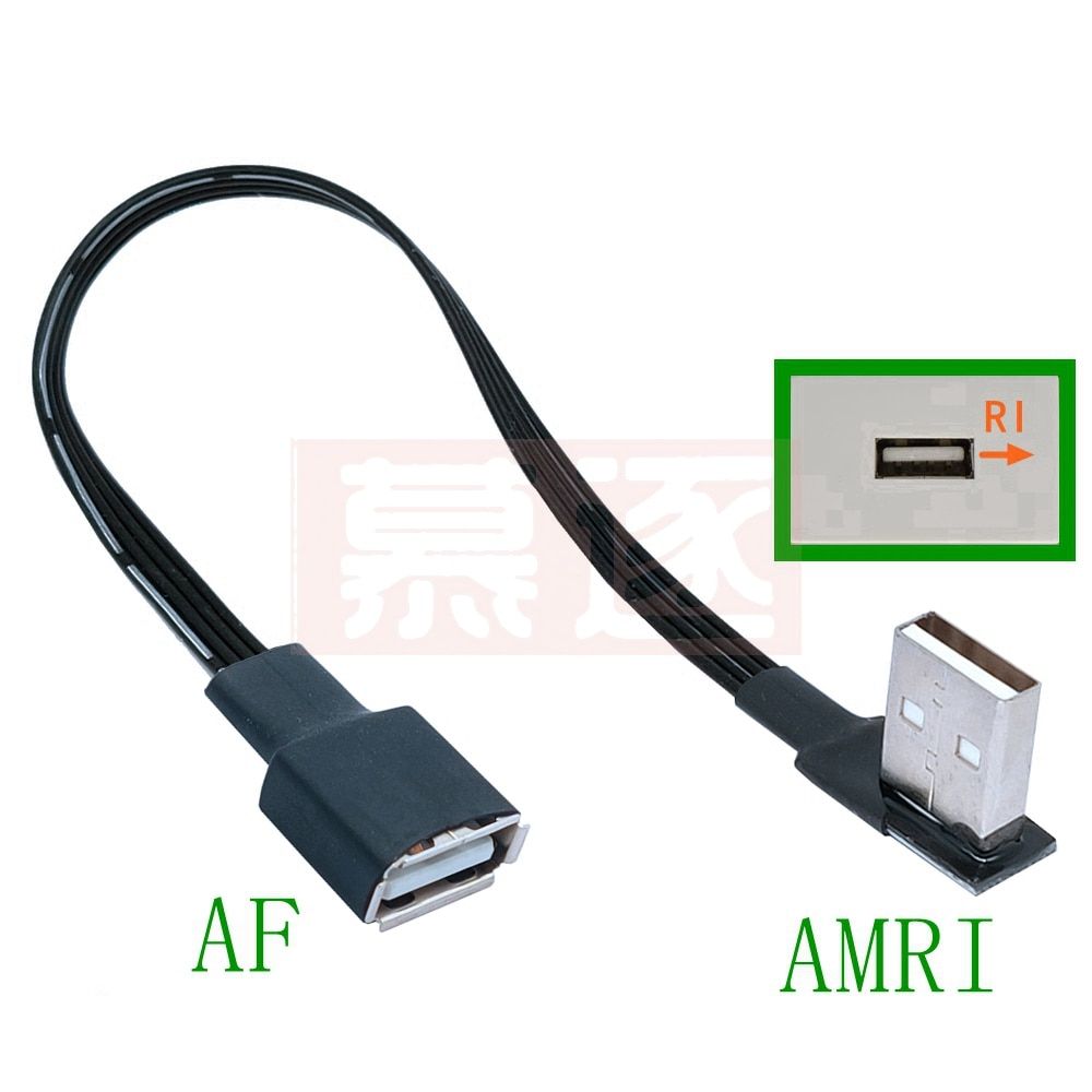 10cm 20cm 50CM USB 2.0 A Male To Female 90 Angled Extension Adaptor Cable USB2.0 Male To Female Right/left/down/up Black Cable