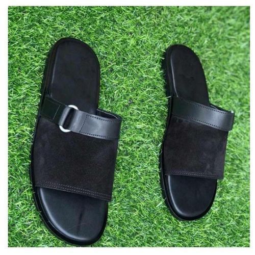 Mens Suede Cover Pam Slippers _ Black