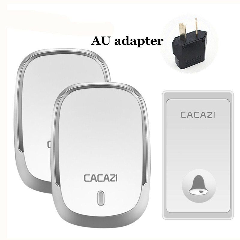 CACAZI Self-Powered Waterproof Wireless Doorbell No Battery LED Light Home Cordless Bell EU Plug 36 Rings 1 Button 1 2 Receiver