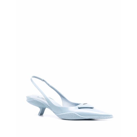 Sling Back Leather Pointed Toe Heels