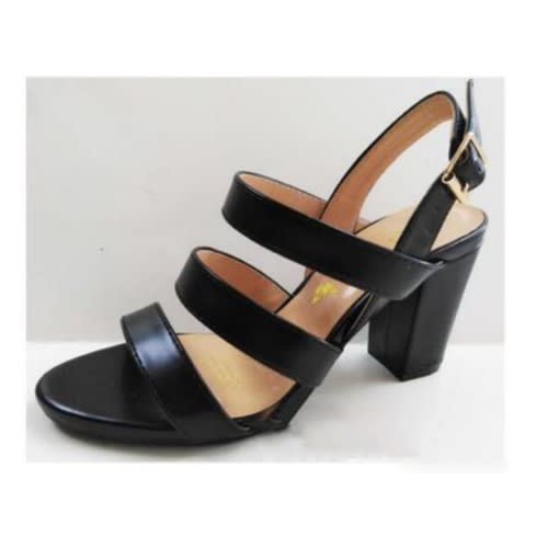 Block Heel Female Leather Sandal - Black