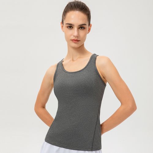 Women Workout Tops Yoga Running Sleeveless Gym Tank Sport Vest（Gray）