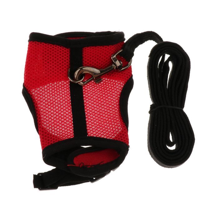 Small Pet Breathable Mesh Harness For Hamsters Rabbits Rats Red Red S