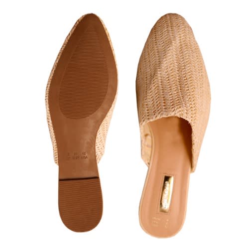 Flat Plaited Mules -  Cream