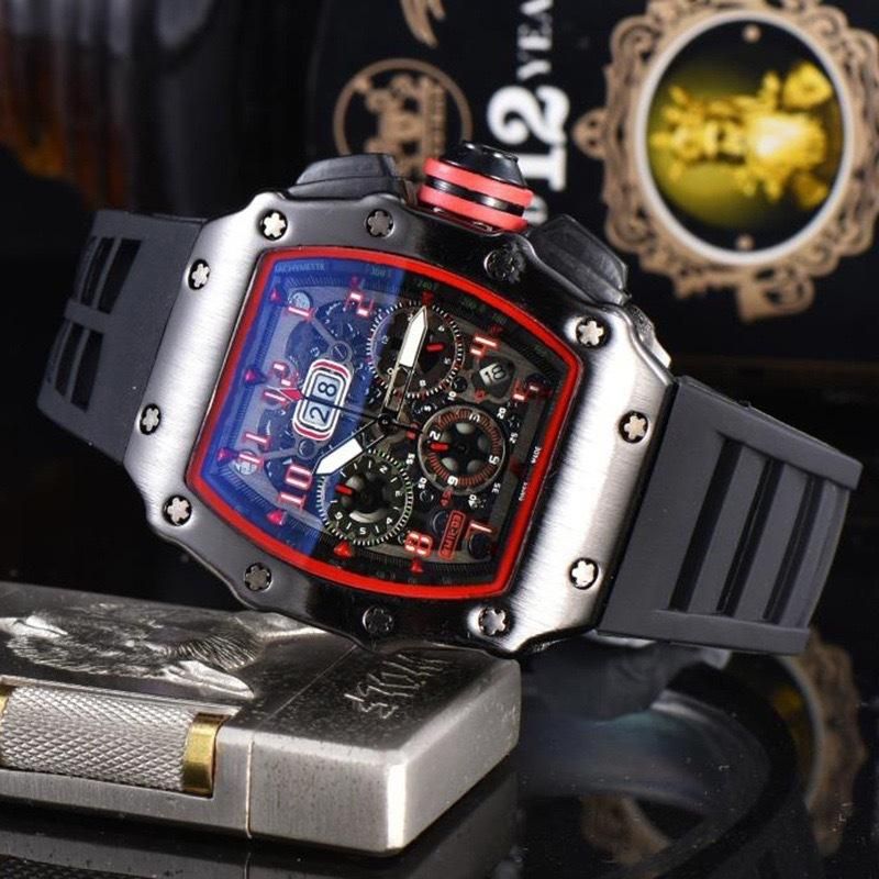 Stylish personality Miller RM barrel-shaped Richard Watch Stylish men's calendar with silicone fiber shell