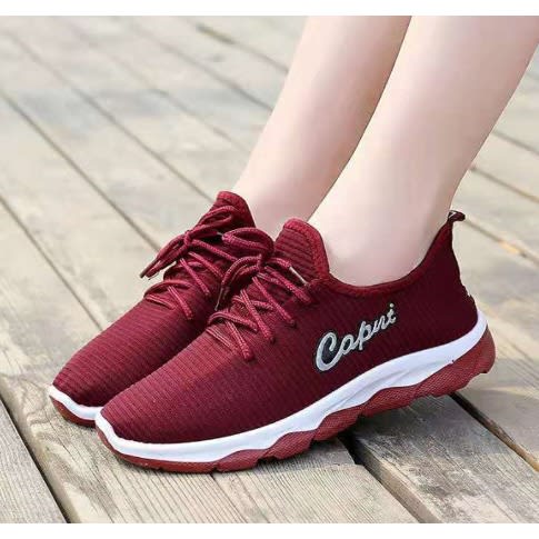 Women's Lightweight Sneakers-  Wine And White