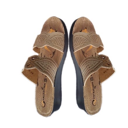 Wedge leather slippers for ladies