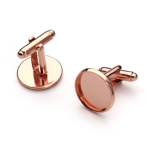 Blank Cufflinks 18mm With Glass Covers - 10 Pieces - Rose Gold