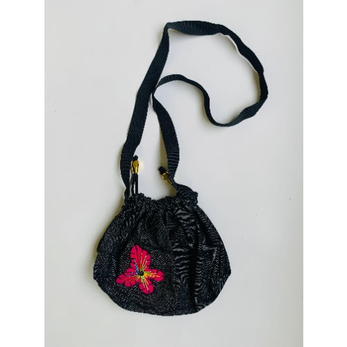 Shoulder - Crossbody Bag- Pink Butterfly Design - Black