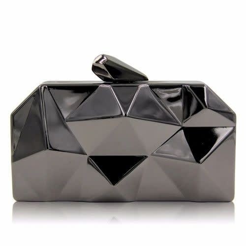 Metallic Clutch Purse - Black
