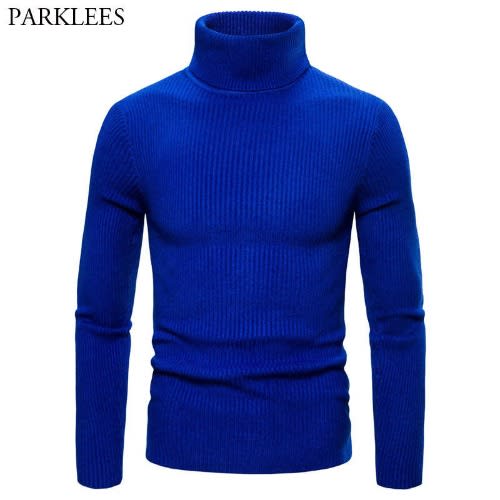 Men's Turtleneck Sweater - Blue