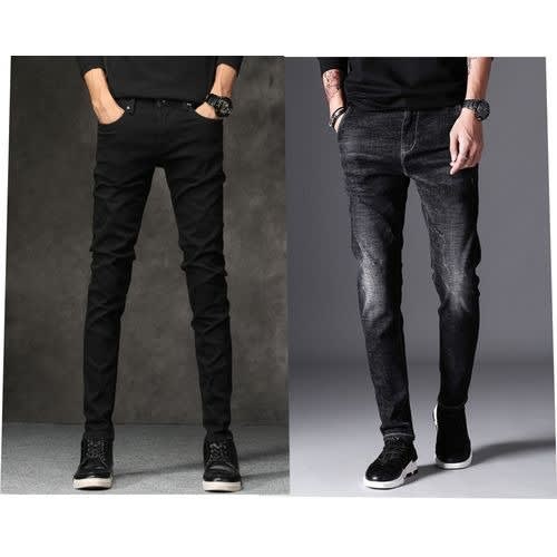 2 Pcs Men's Stock Jeans - Mixed Blue + Mixed black