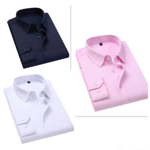3pcs Corporate Longsleeve Shirt White Pink  Navy Blue