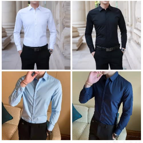 4in1 Formal Longsleeve Shirt- Sky Blue/ White/ Black & Navy Blue