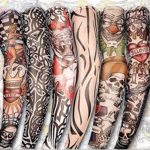 Summer 6pcs Women Temporary Fake Slip On Tattoo Arm Sleeves