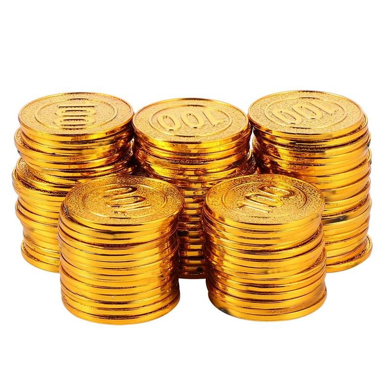 1 Set Of 100 Pcs Halloween Pirate Gold Coin Fake Game Coins