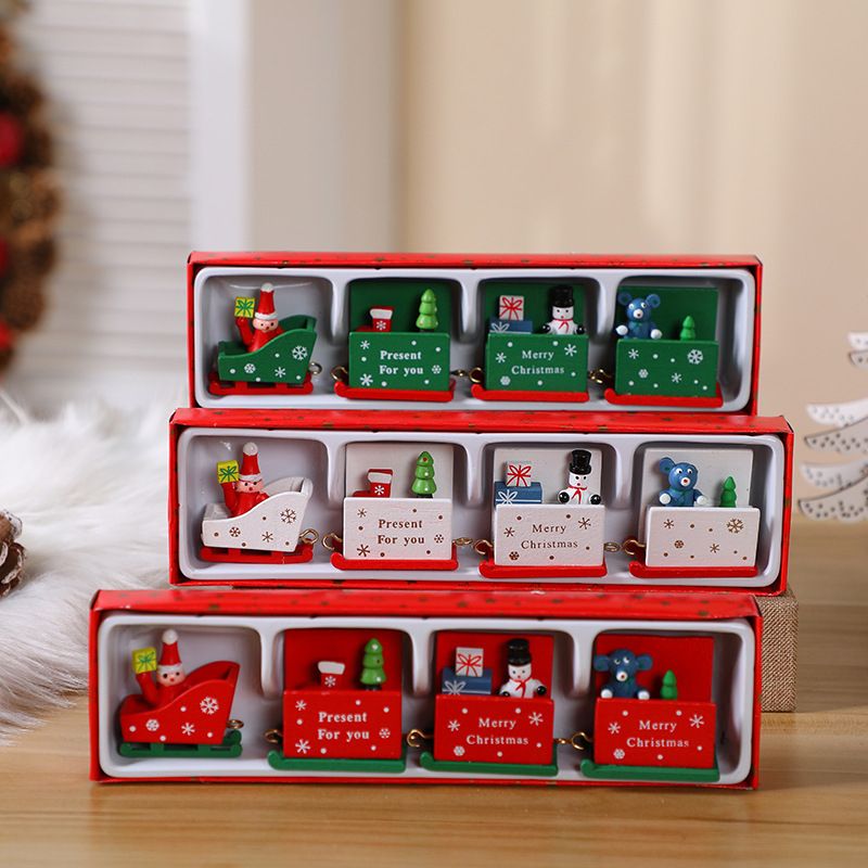 New Wooden Four-section Small Train Mini Desktop Decoration