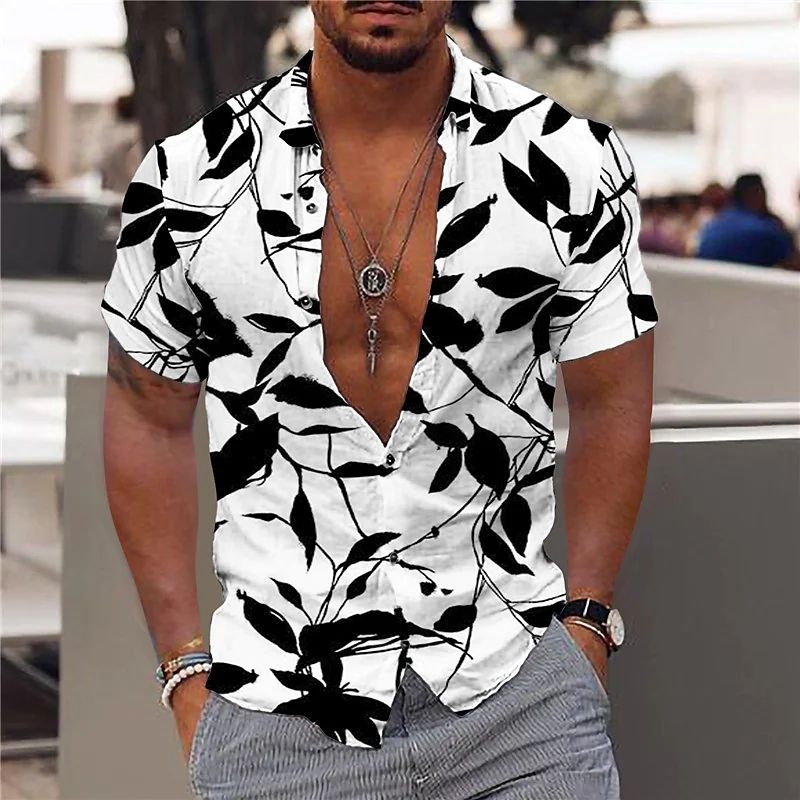 Hawaiian Shirt For Men Short Beach Holiday Shirts Tops 5xl