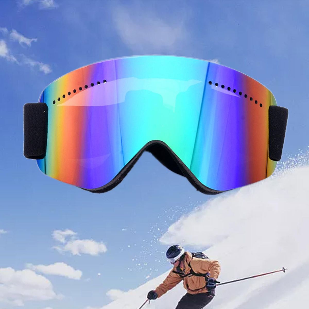Ski  UV Protection Adult Eyewear Over Glasses For Snow Green