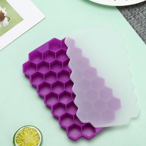 37 Grid Honeycomb Silicone Ice Cube Mold Large-capacity Ice Tray Mold Reusable Food Grade Ice Maker with Lids Popsicle Mould