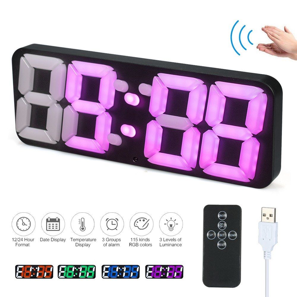 3D Wireless Remote Digital RGB LED Thermometer Alarm Clock