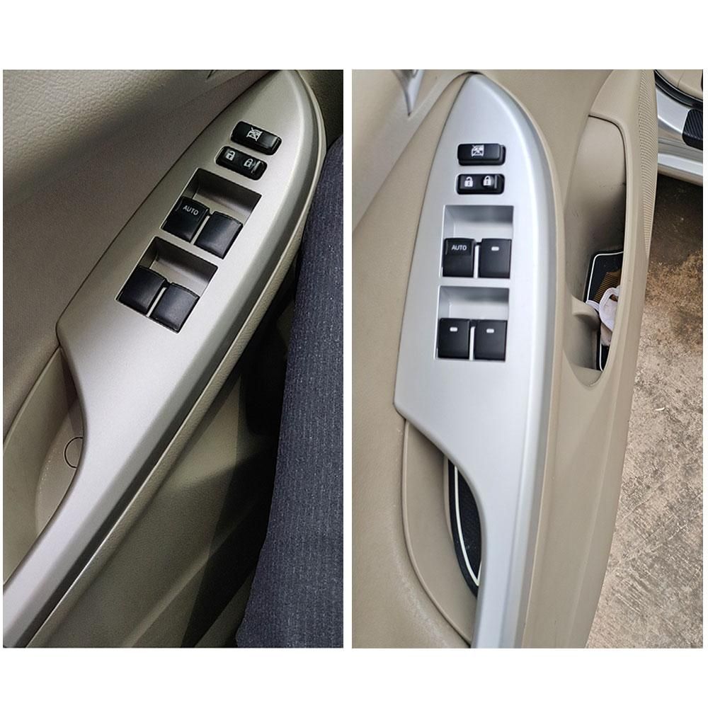 Car Window Glass Panel Armrest Lift Switch Button Cover Interior Accessories Door Switch Bezel Trim for Toyota Corolla 2009-13