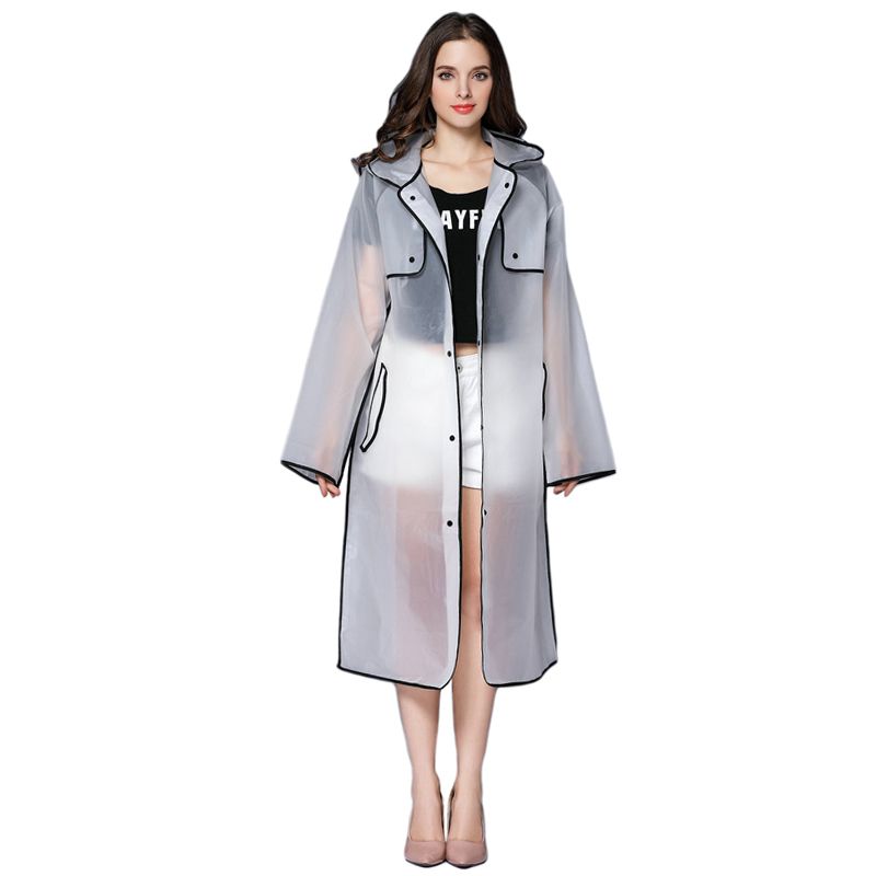 Transparent Rain Coat Women Long Raincoat Plus Size Hooded