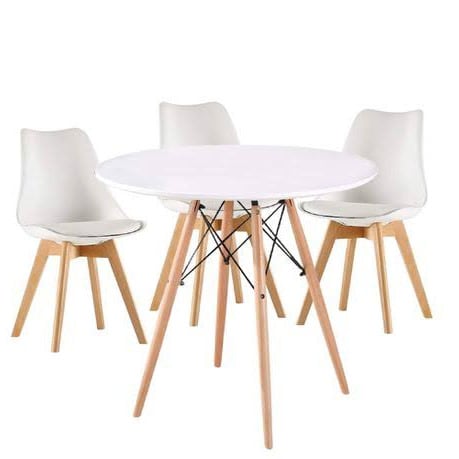 Scandinavian Style Dining Set - White