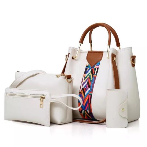Ladies' 4 In 1 Handbag Set - White