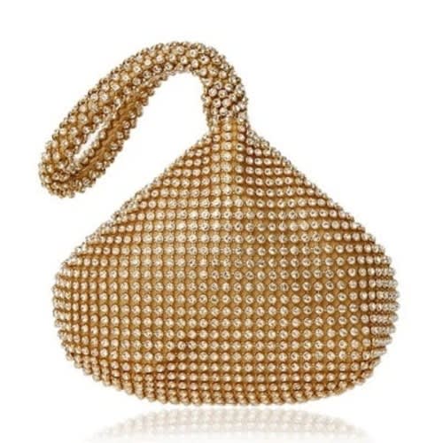 V-shaped Stoned Clutch Purse