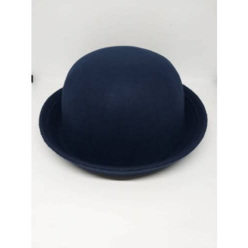 Unisex Suede Bowler Hat - Navy Blue