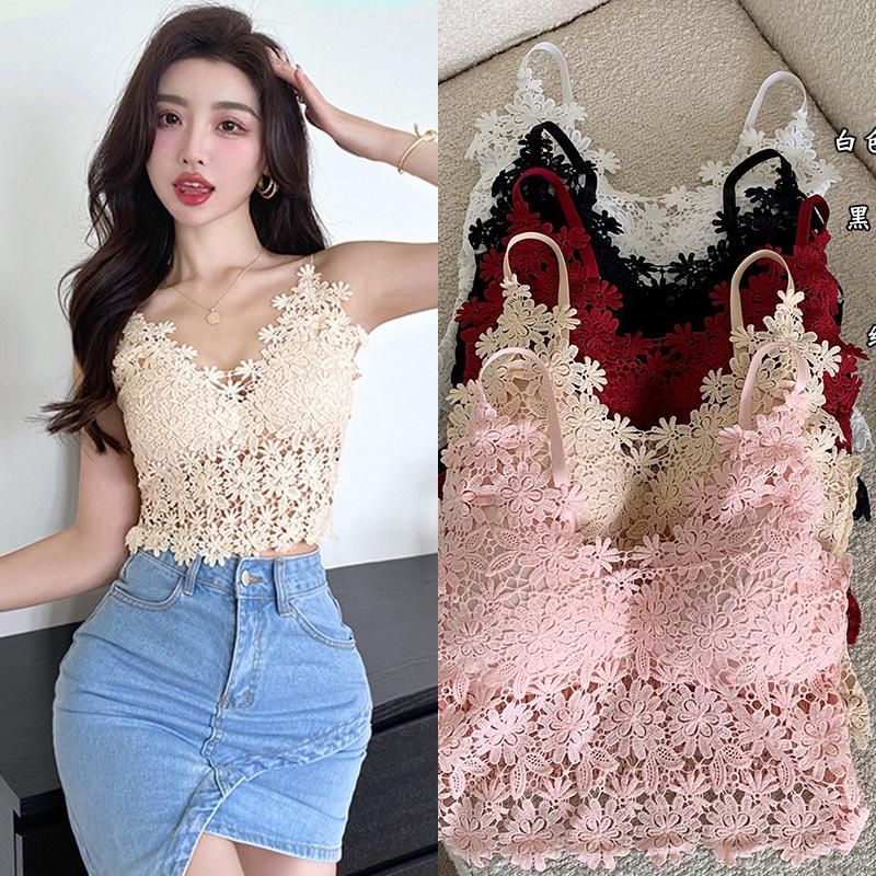 New French lace and halter tank tops for women with a chic chic design