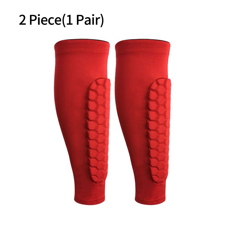 Soccer Shin Guards Sports Honeycomb Football Shinguard Protector Guard Socks Leings Shields Pads Leg Sleeves Adult Men-Red