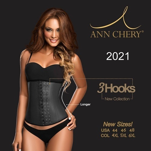 Ann Chery 2045 Metallic Edition 3 Hooks Women Latex Black Waist Cincher Shapewear