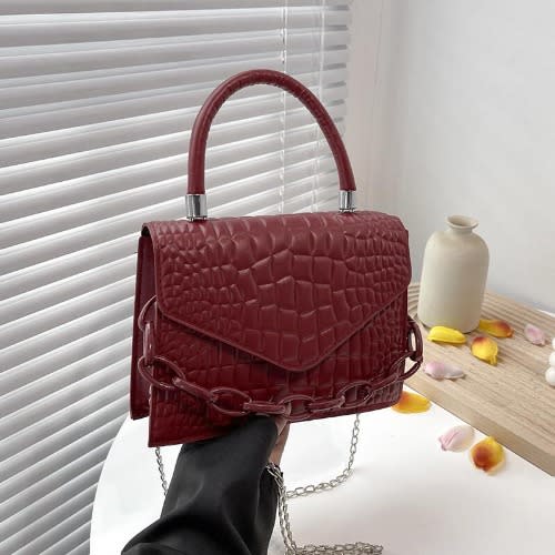 Leather Ladies Handbag - Wine