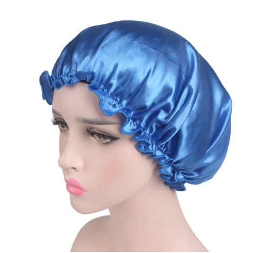 Satin Bonnet For Sleeping - Blue