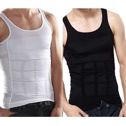 Men's Body Shape Wear Singlet - Black & White