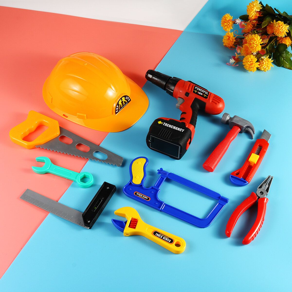 19/32/37PCS Plastic Simulation Tool Set Boys Kids Childs Funny Toy Kit Children Pretend Play Craftsman Carpentry Repair Toys Tools DIY 37PCS