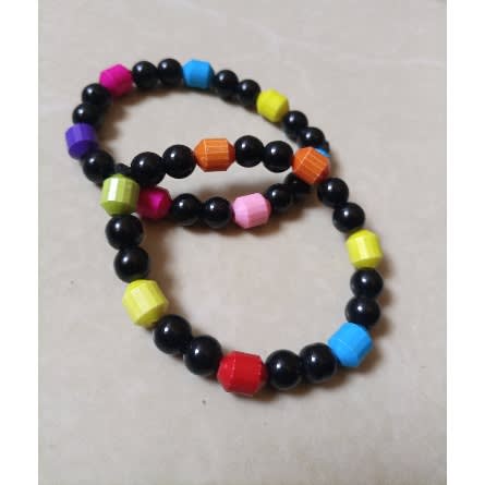 Unisex Bead - 2pcs - Black Rainbow