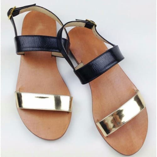 Classic Female Gold Black Sandals